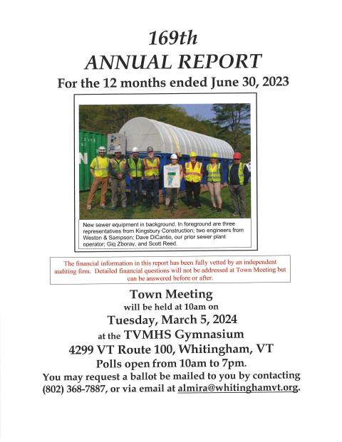 Cover page of town report 2023