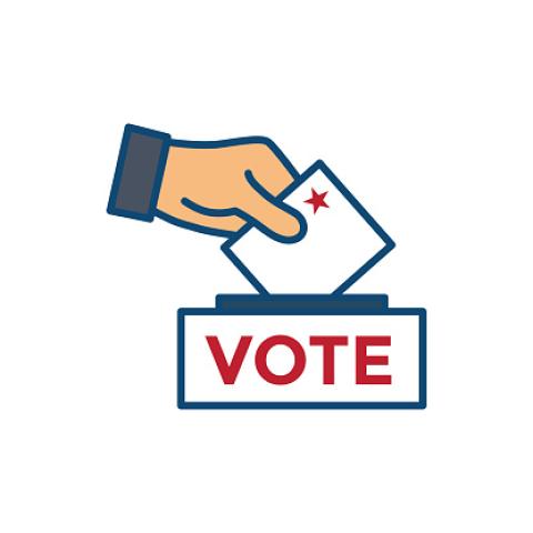 photo showing a ballot going into the ballot box