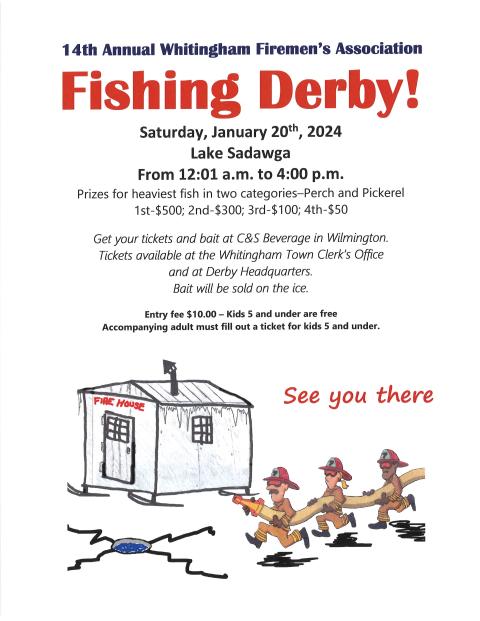 Poster showing information regarding fishing derby
